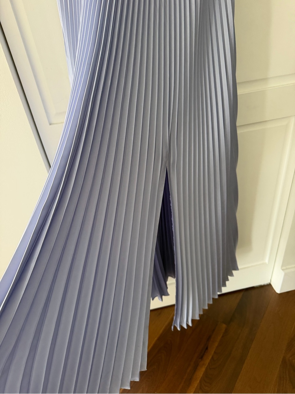 Azazie Dusty Blue Pleated Halter Bridesmaid Maxi Dress Size A12 (US 10/12) - Picture 16 of 16